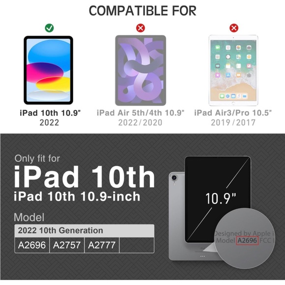 KingBlanc iPad 10th Generation Case (2022,10.9-inch) with Apple Pencil Holder, - Picture 2 of 16